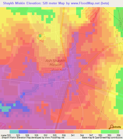 Shaykh Miskin,Syria Elevation Map
