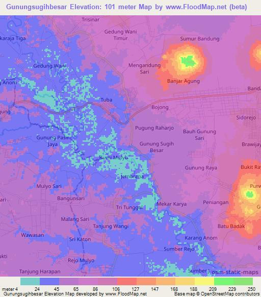 Gunungsugihbesar,Indonesia Elevation Map
