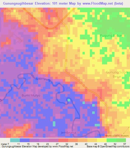 Gunungsugihbesar,Indonesia Elevation Map