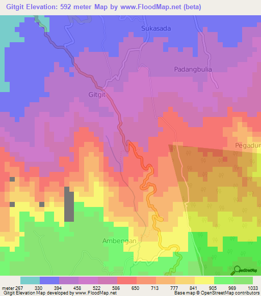Gitgit,Indonesia Elevation Map