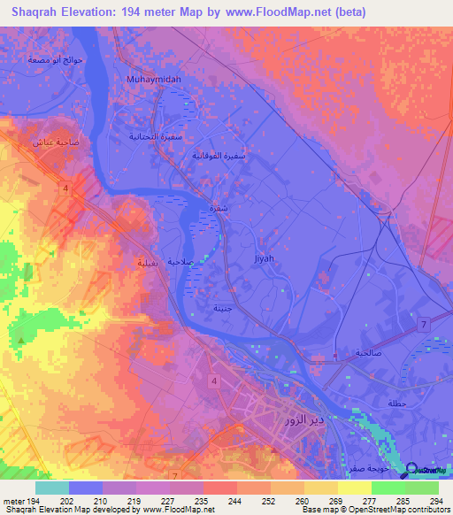Shaqrah,Syria Elevation Map