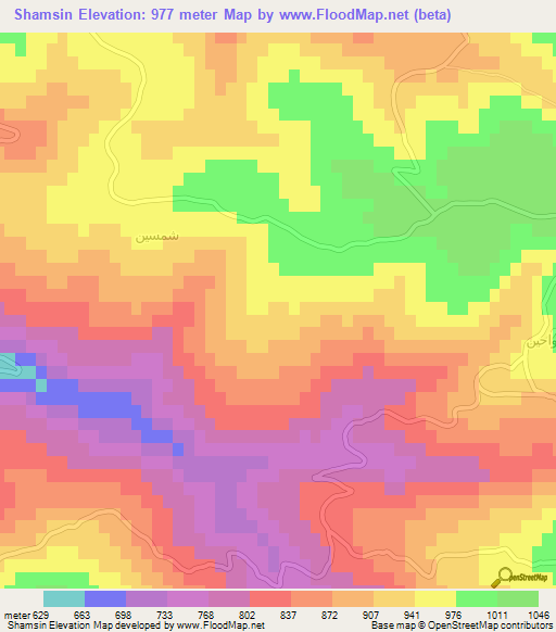 Shamsin,Syria Elevation Map
