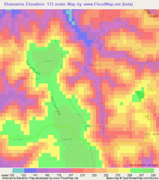 Shamamis,Syria Elevation Map