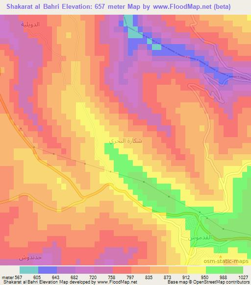 Shakarat al Bahri,Syria Elevation Map