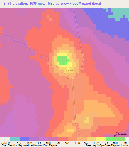Sha`f,Syria Elevation Map