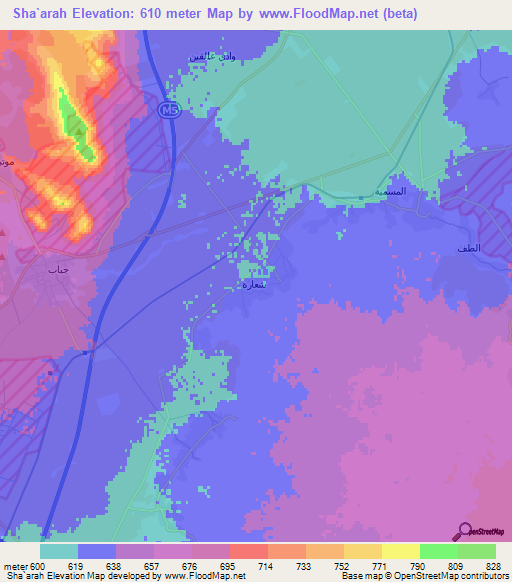 Sha`arah,Syria Elevation Map