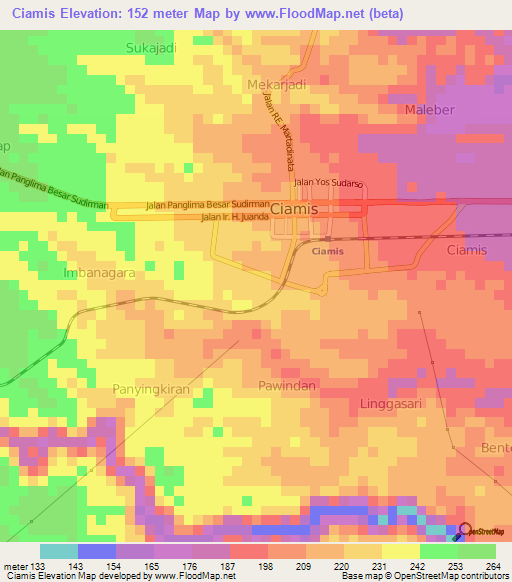 Ciamis,Indonesia Elevation Map