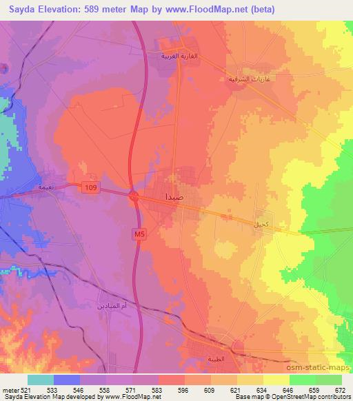 Sayda,Syria Elevation Map