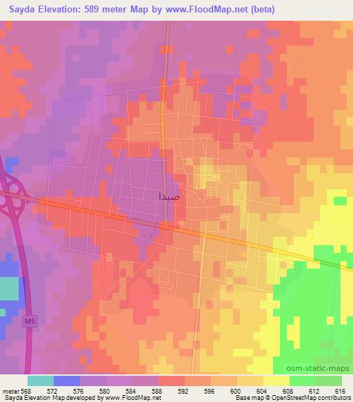 Sayda,Syria Elevation Map