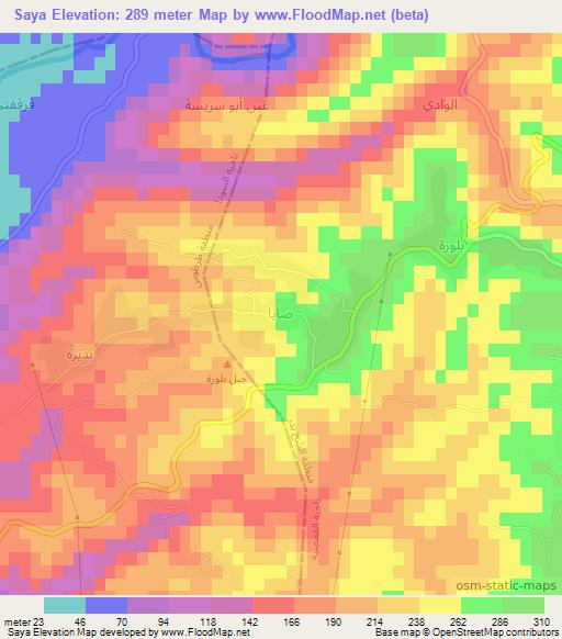 Saya,Syria Elevation Map