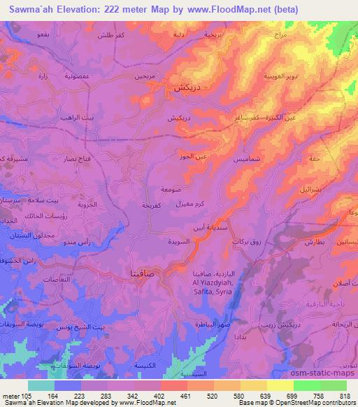 Sawma`ah,Syria Elevation Map