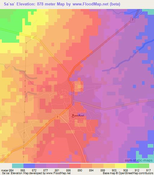 Sa`sa`,Syria Elevation Map