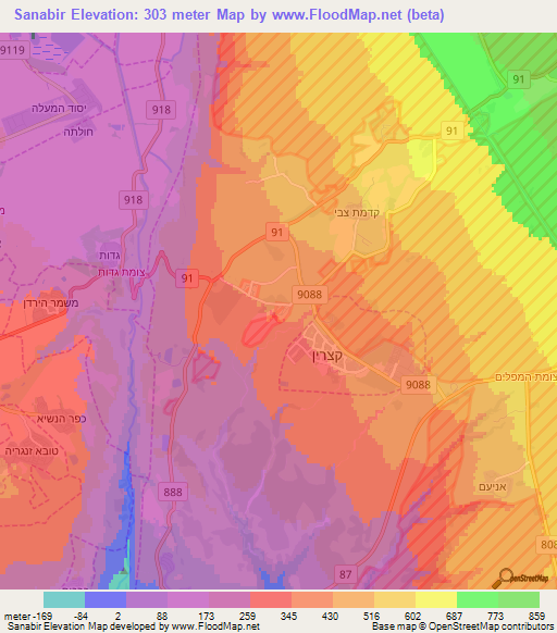 Sanabir,Syria Elevation Map