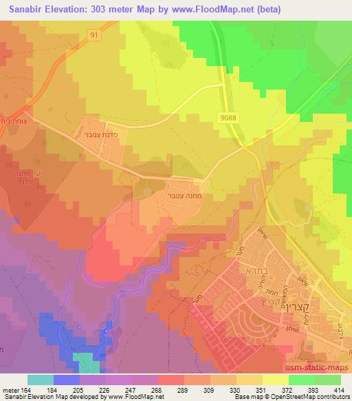 Sanabir,Syria Elevation Map
