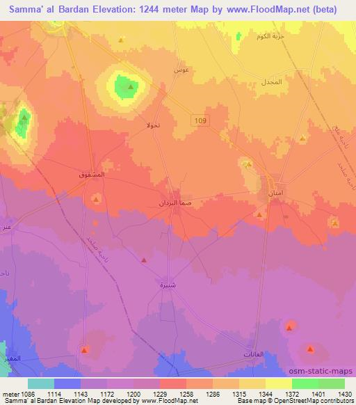 Samma' al Bardan,Syria Elevation Map
