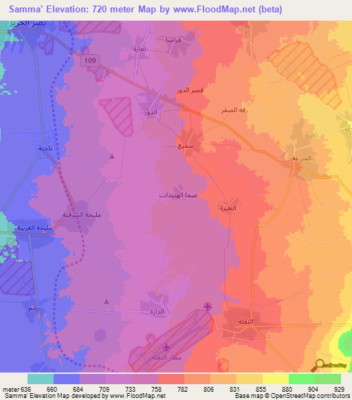 Samma',Syria Elevation Map