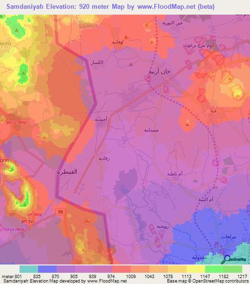 Samdaniyah,Syria Elevation Map