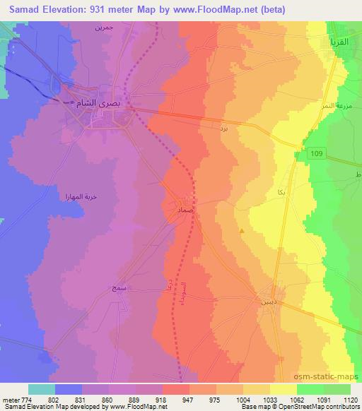 Samad,Syria Elevation Map
