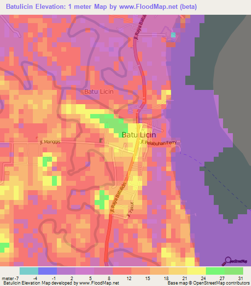 Batulicin,Indonesia Elevation Map