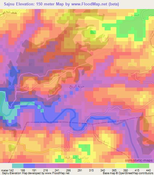 Sajnu,Syria Elevation Map