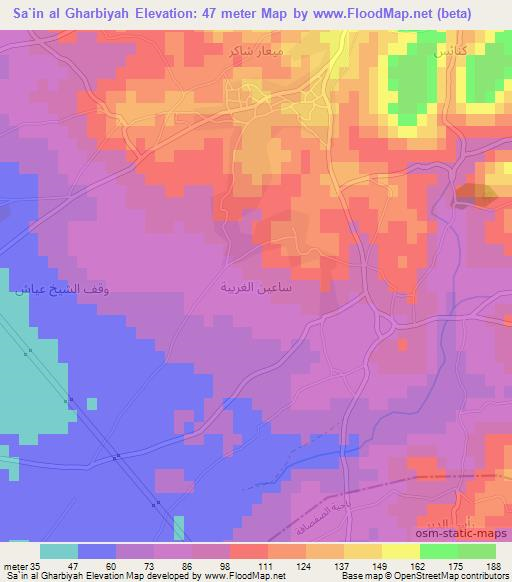 Sa`in al Gharbiyah,Syria Elevation Map