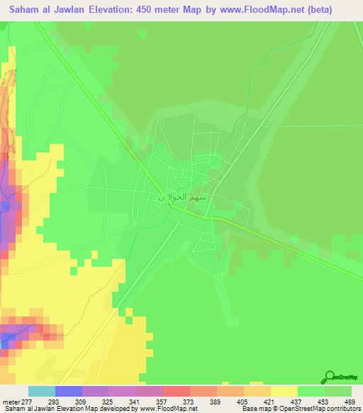 Saham al Jawlan,Syria Elevation Map