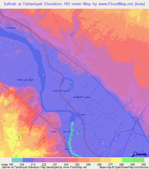 Safirah at Tahtaniyah,Syria Elevation Map