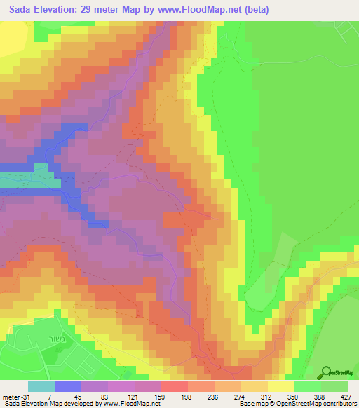 Sada,Syria Elevation Map