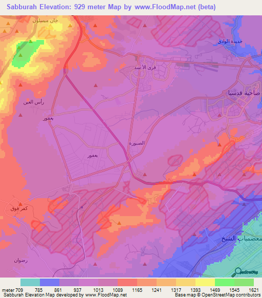 Sabburah,Syria Elevation Map