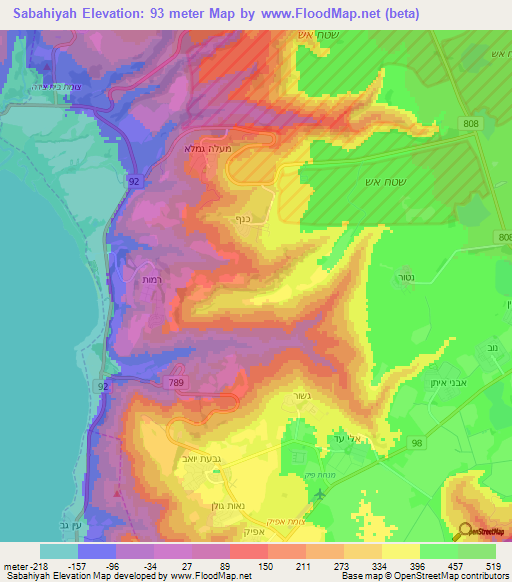 Sabahiyah,Syria Elevation Map
