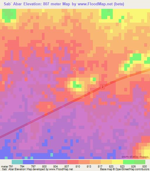 Sab` Abar,Syria Elevation Map