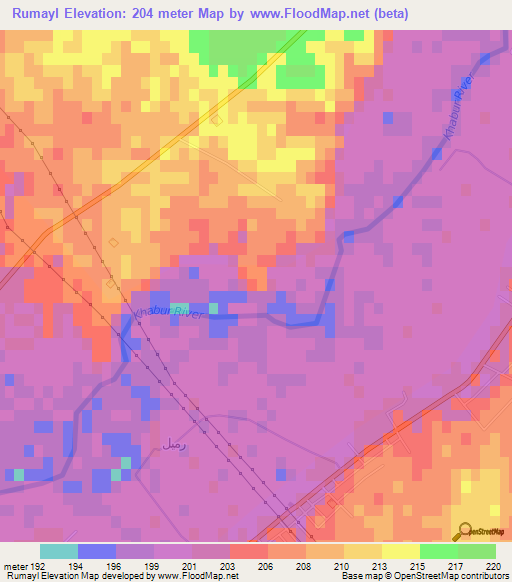Rumayl,Syria Elevation Map