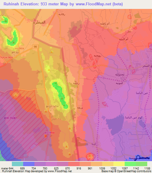 Ruhinah,Syria Elevation Map