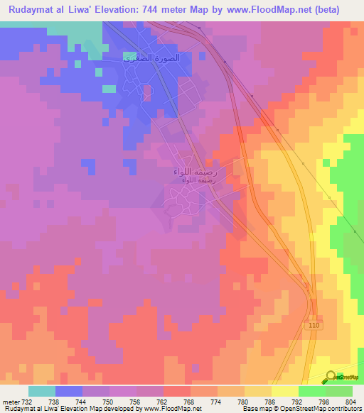Rudaymat al Liwa',Syria Elevation Map