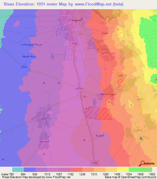 Risas,Syria Elevation Map