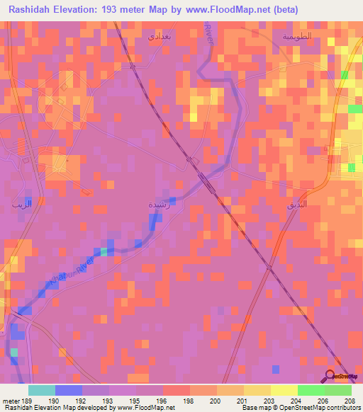 Rashidah,Syria Elevation Map
