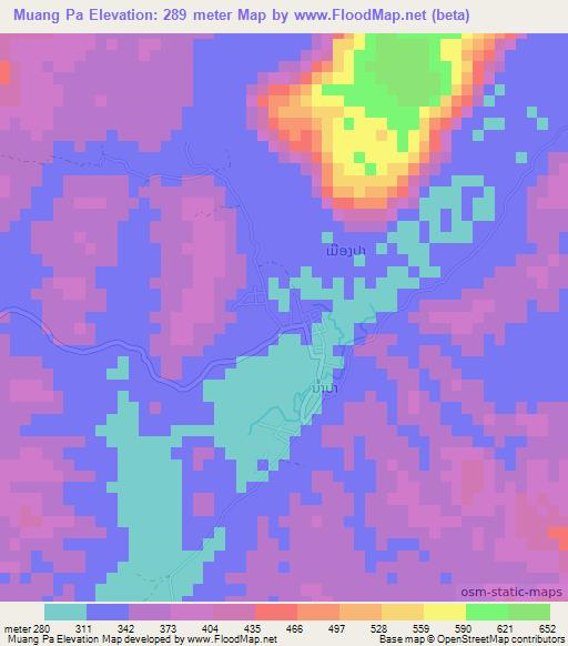 Muang Pa,Laos Elevation Map