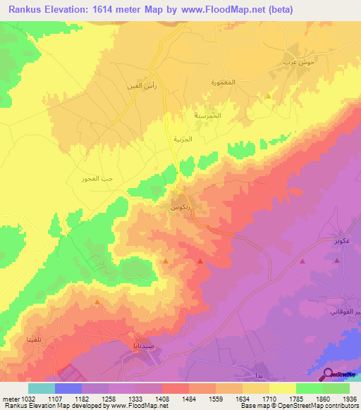 Rankus,Syria Elevation Map