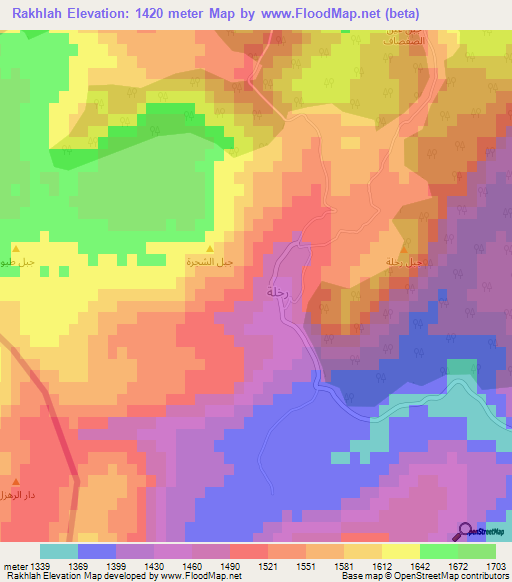 Rakhlah,Syria Elevation Map