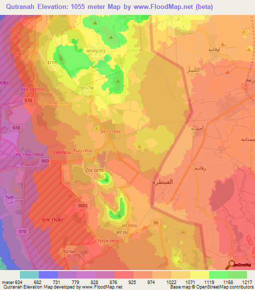 Qutranah,Syria Elevation Map