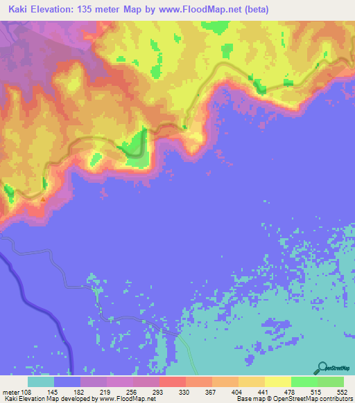 Kaki,Laos Elevation Map