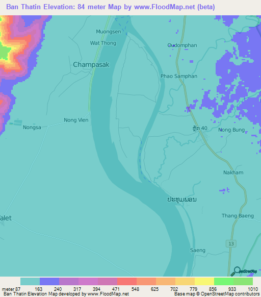 Ban Thatin,Laos Elevation Map