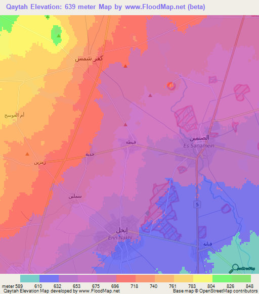 Qaytah,Syria Elevation Map