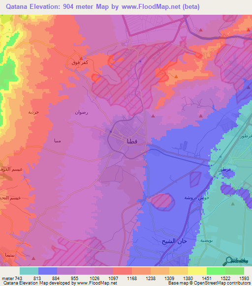 Qatana,Syria Elevation Map