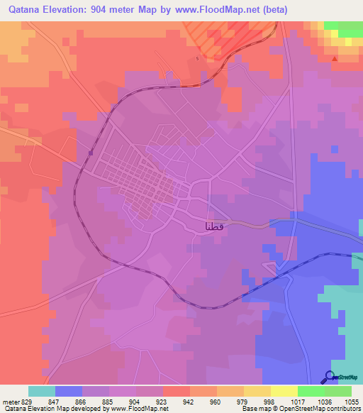 Qatana,Syria Elevation Map