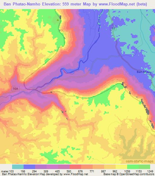 Ban Phatao-Namho,Laos Elevation Map