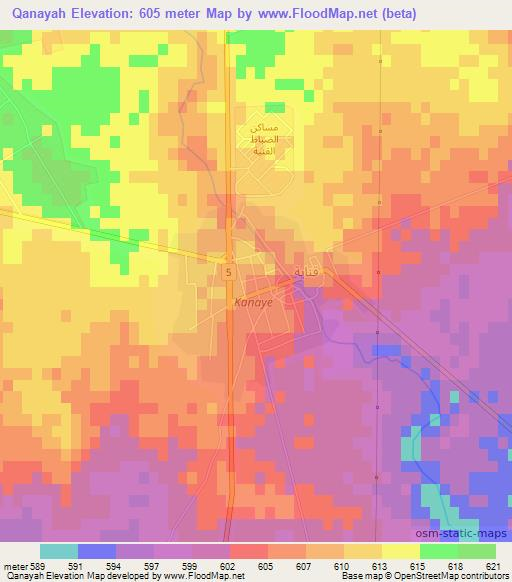 Qanayah,Syria Elevation Map