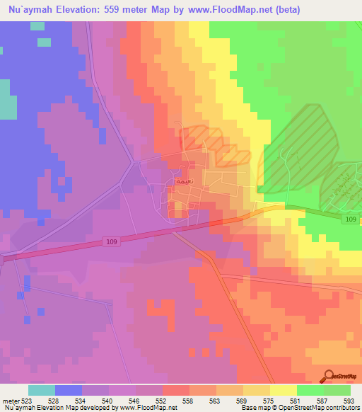 Nu`aymah,Syria Elevation Map