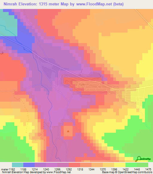 Nimrah,Syria Elevation Map