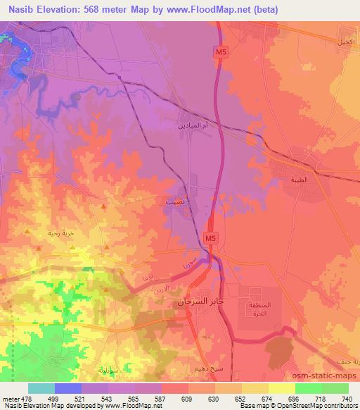 Nasib,Syria Elevation Map